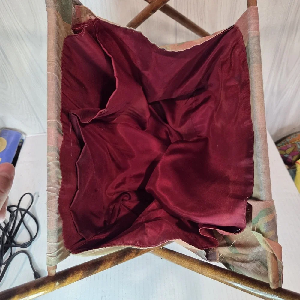 Vintage Folding Sewing Knitting Caddy Basket Wooden FRAME ONLY